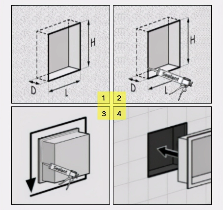 Bathroom 304 Stainless Steel Waterproof Shower Niches Recessed Shelf 600mm Metal